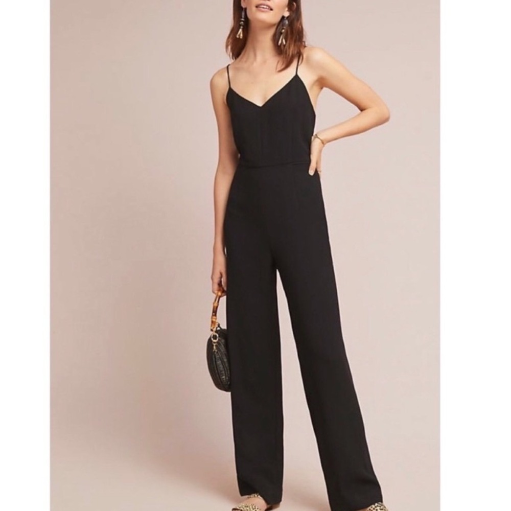 Black Wide-Leg Spaghetti Strap Jumpsuit